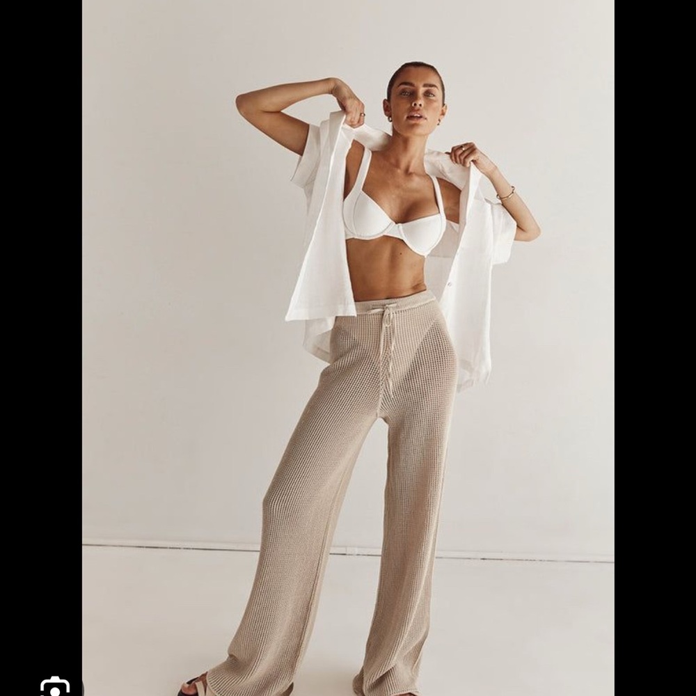 DISSH Cream Crochet Wide-Leg Pants
